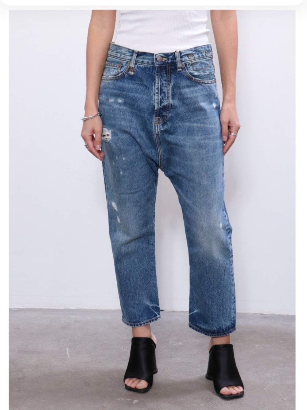 R13 Tailored Drop Denim Jean in Bain wash - 27 - Picture 5 of 17